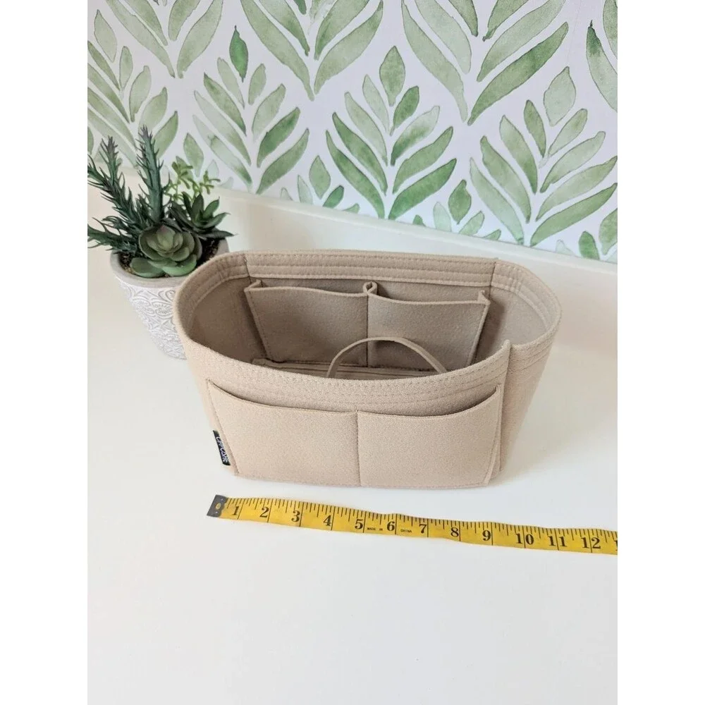 Beige Felt Handbag Organizer Insert - Neutral Purse Storage Opposhe
